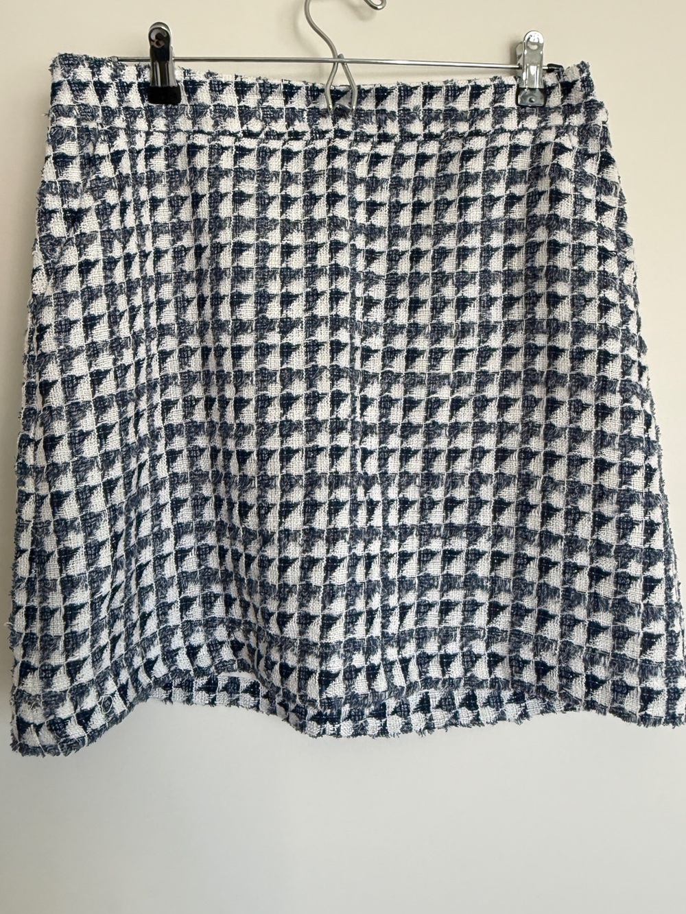 LOFT Navy and White Tweed Skirt